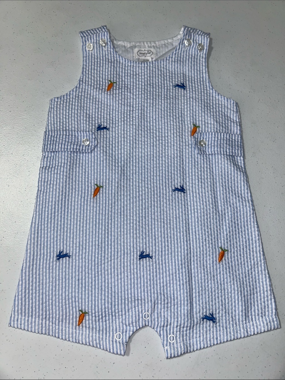 Mud Pie Baby Boy Seersucker Easter Spring One Piece Outfit Size 12-18 Months